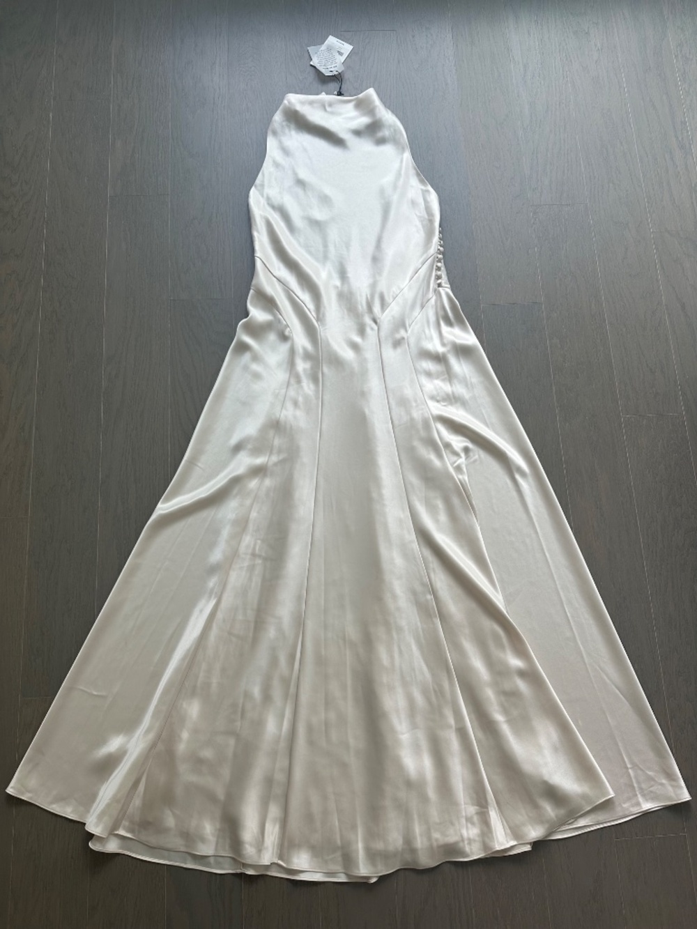 Reformation ROY Satin Wedding Dress Halter Gown Fior Di Latte Ivory With Tags 8 - Picture 2 of 15